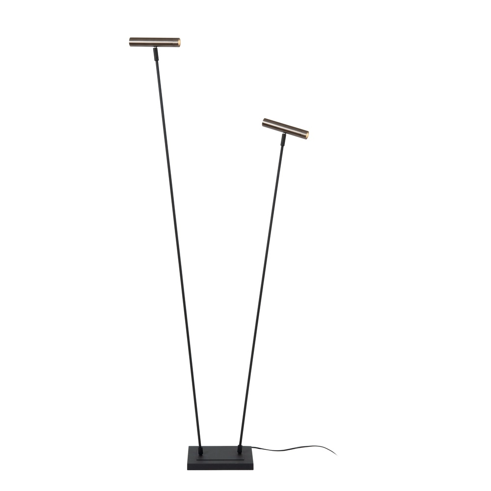 2-lichts vloerlamp Duarte zwart met metaal grijs Lucide Vibes 5411212032195