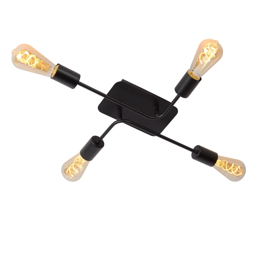 Plafondlamp Lester 4-lichts zwart Lucide 5411212211026