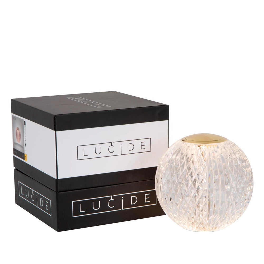 Gouden tafellampje Cintra oplaadbaar Ø 11cm - 3000K Lucide 5411212134363