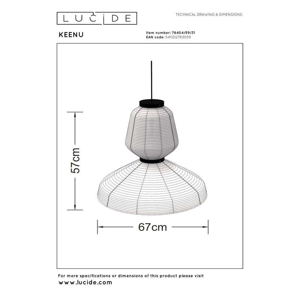 Unieke hanglamp Keenu wit Lucide 5411212783059