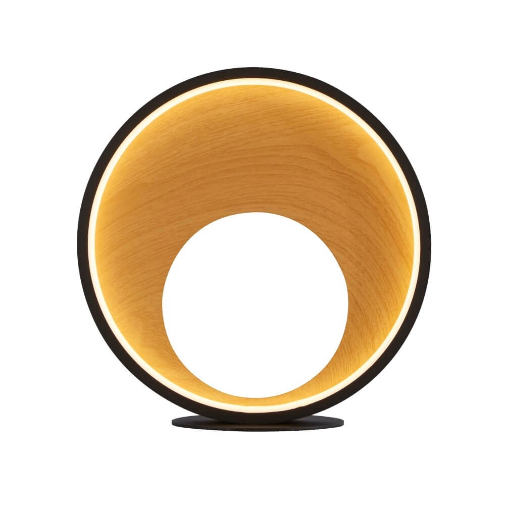 Design tafellamp Curio zwart met hout