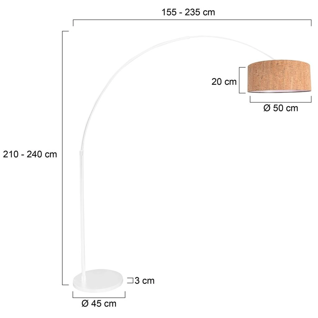 Witte booglamp Sparkled Light met kurk kap Ø40cm Steinhauer 8712746180442