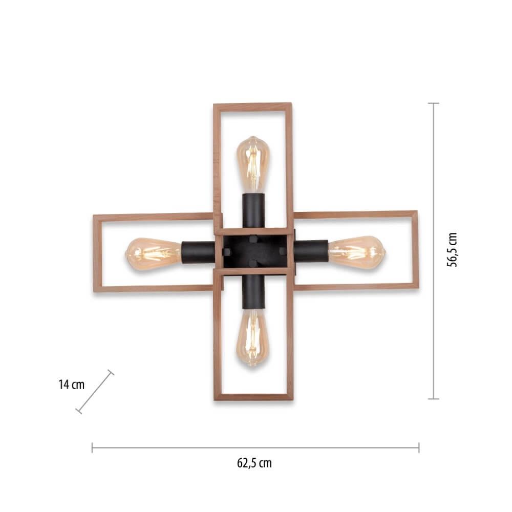 Landelijke plafondlamp Franky 4-lichts Just Light 4043689967949