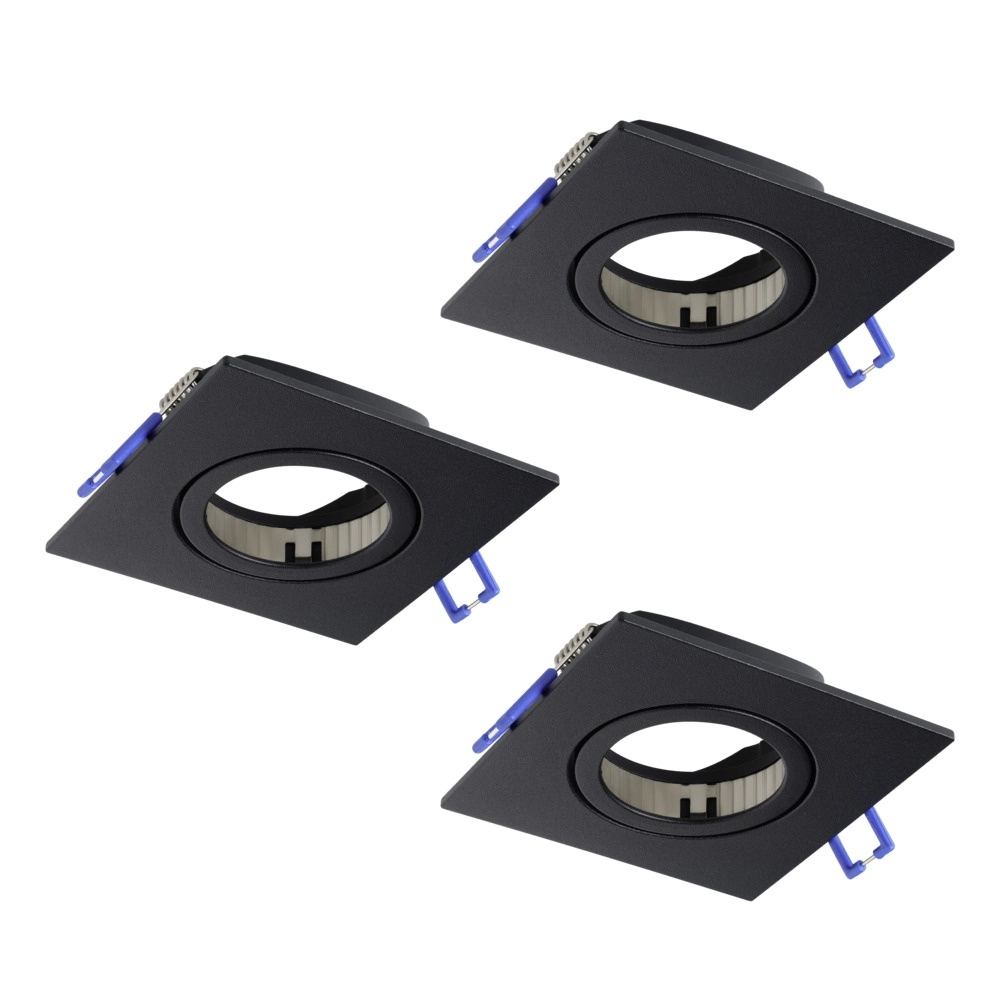 Set van 3 inbouwspots Saliceto vierkant zwart 4,8W Eglo 9008606358847
