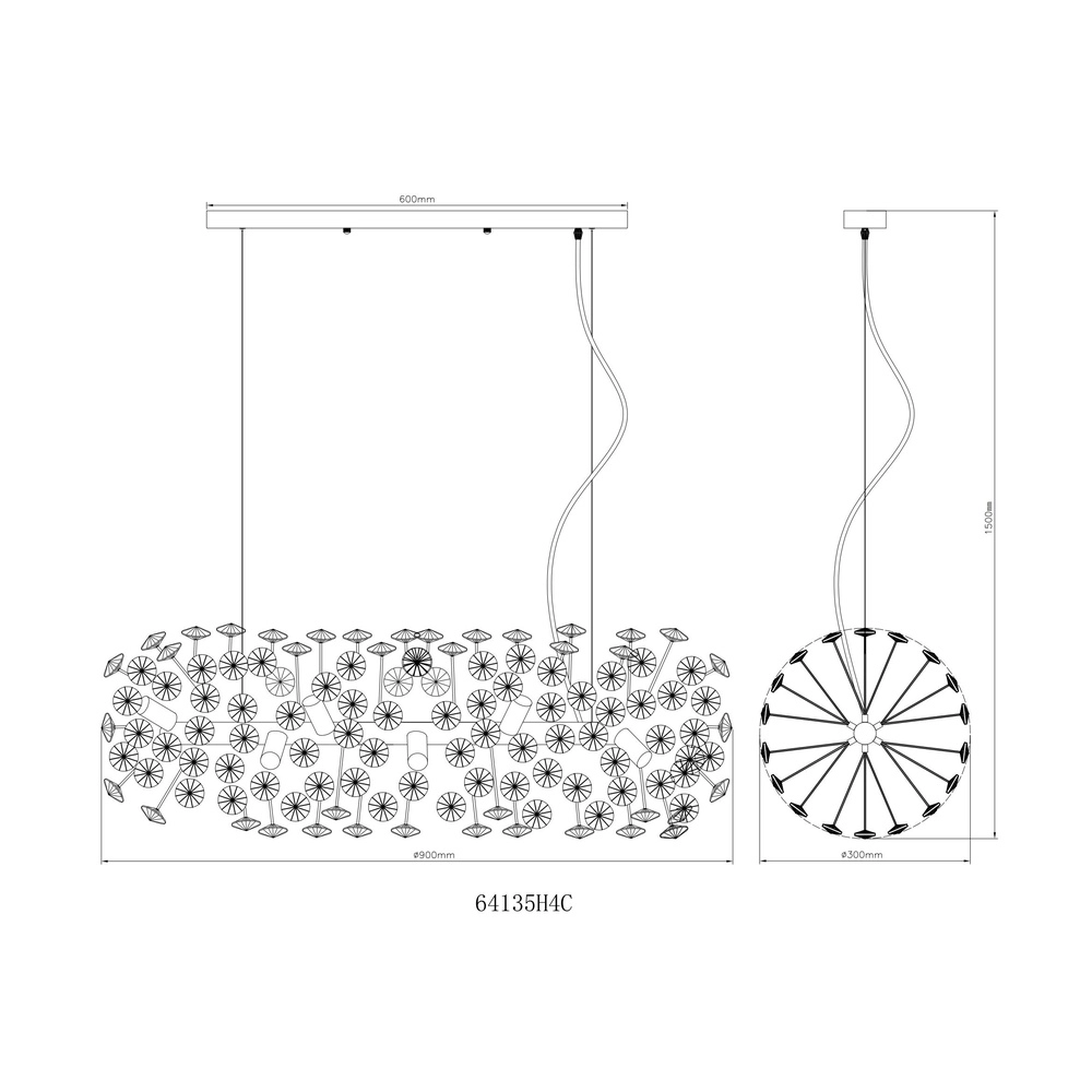 Hanglamp Katrina chroom 90cm Globo 9007371481347