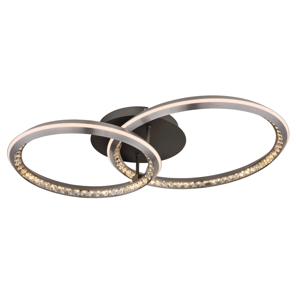 Design plafondlamp Alaina 2 ringen grijs Globo 9007371462896