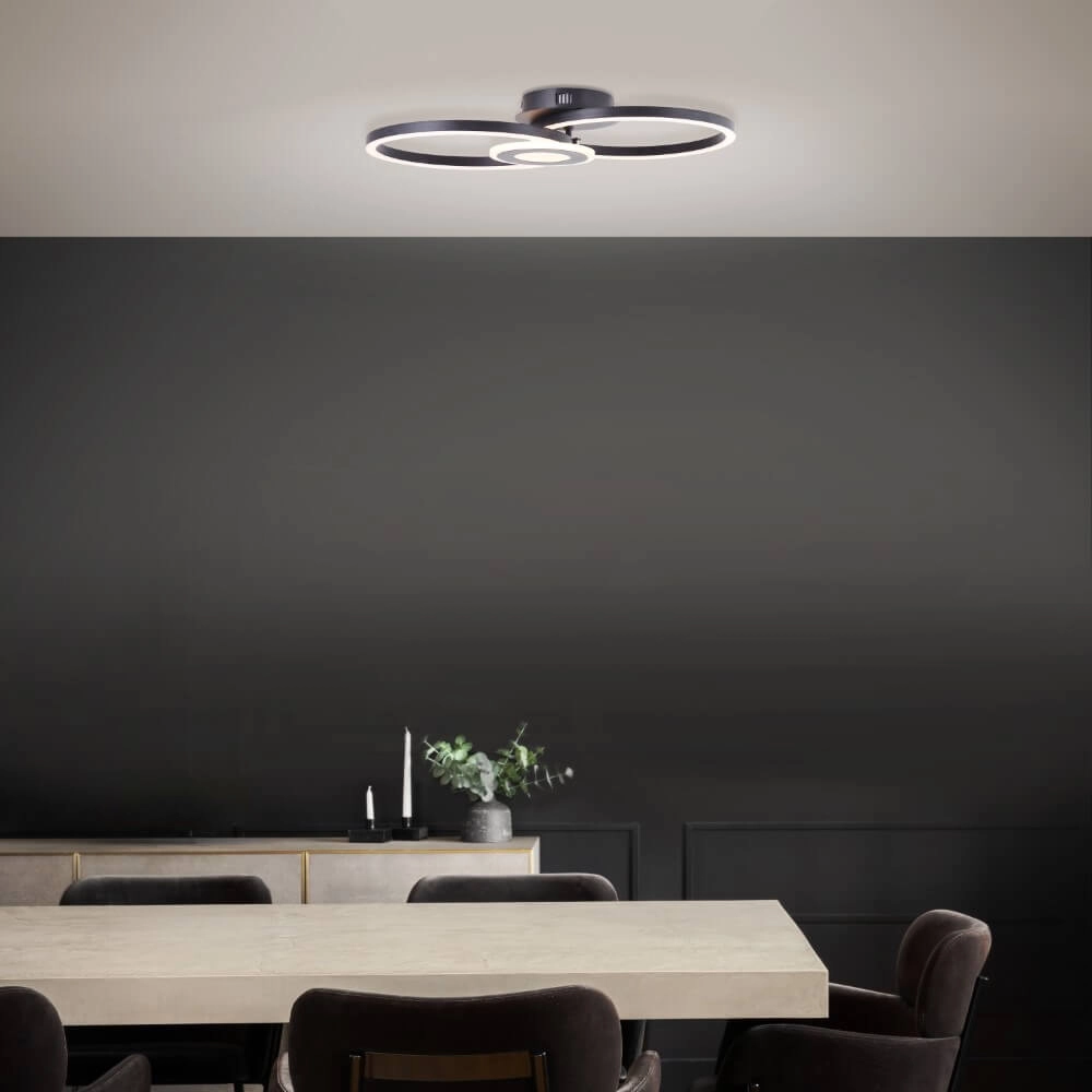 Plafondlamp Bray rond zwart Brilliant 4004353420023