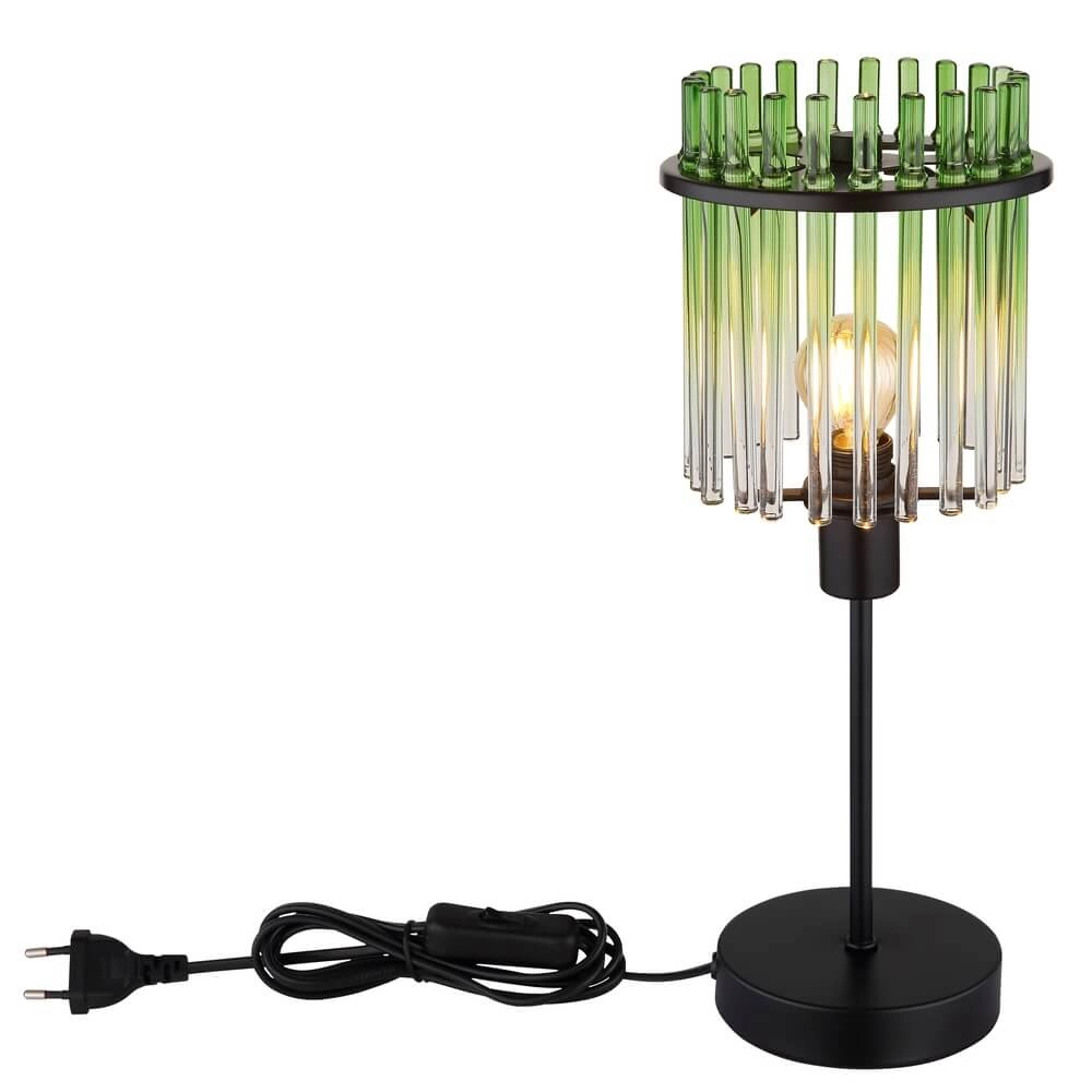 Zwarte tafellamp Gorley met groen glas Ø 15cm Globo 9007371465972