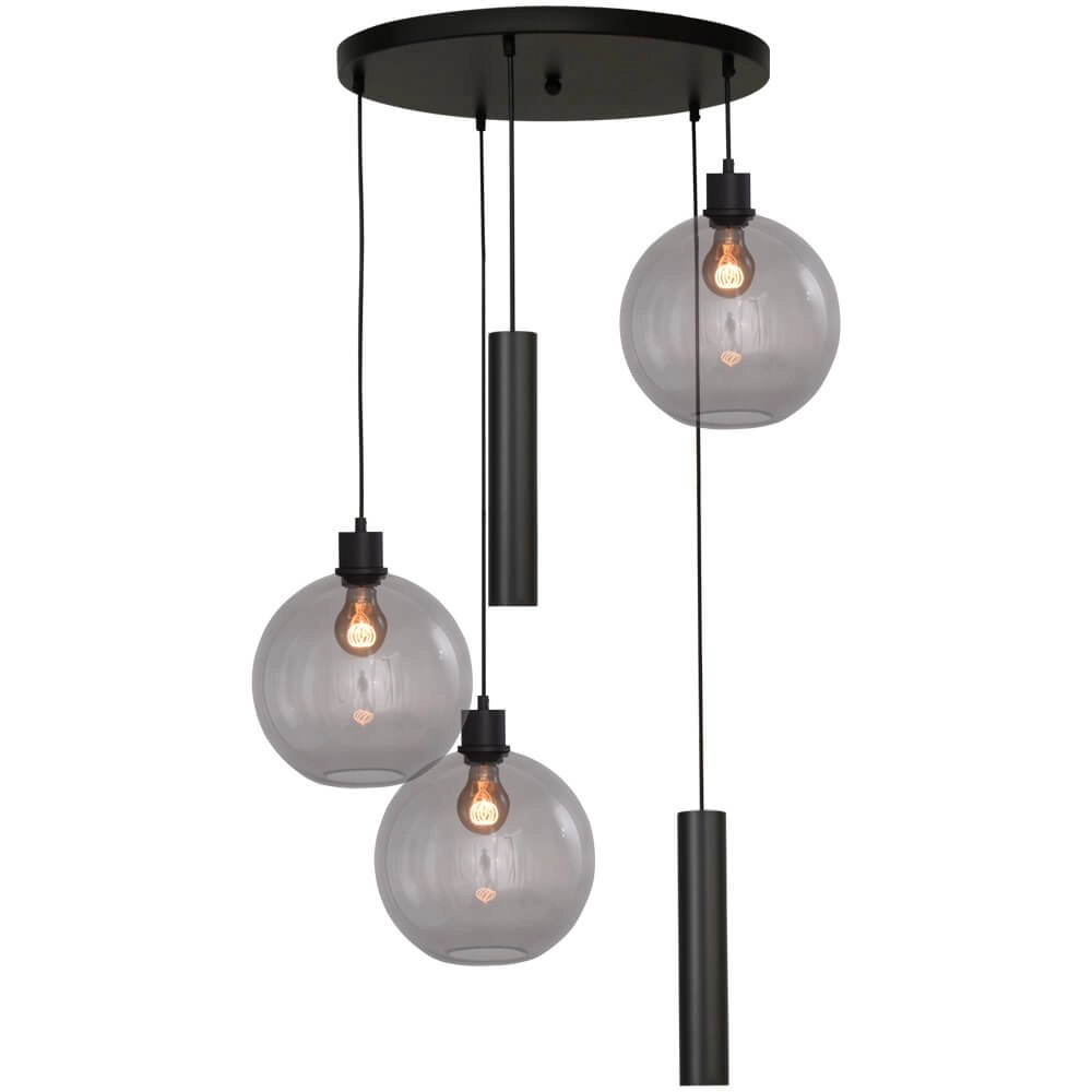 Vide hanglamp Lazise 3x Ø 25cm en 2x GU10 zwart