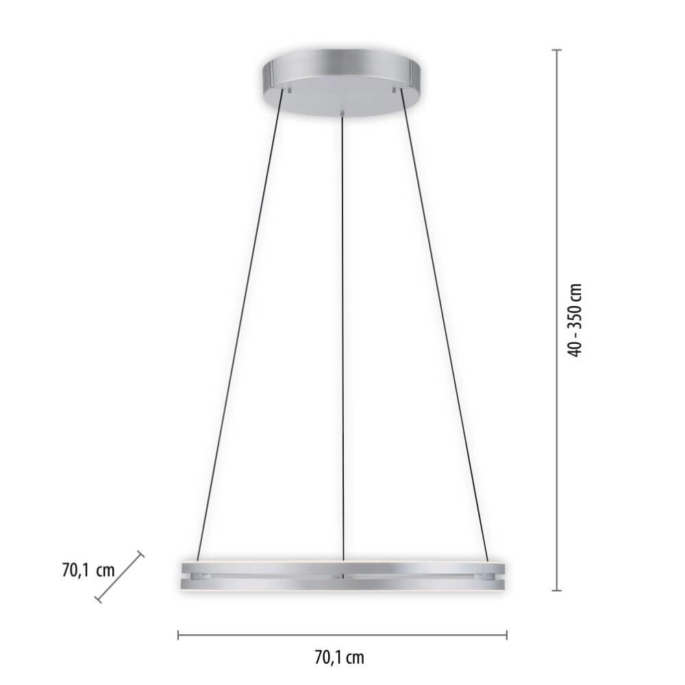 Strakke hanglamp Pure E-Loop aluminium Ø 70cm Paul Neuhaus 4012248372302