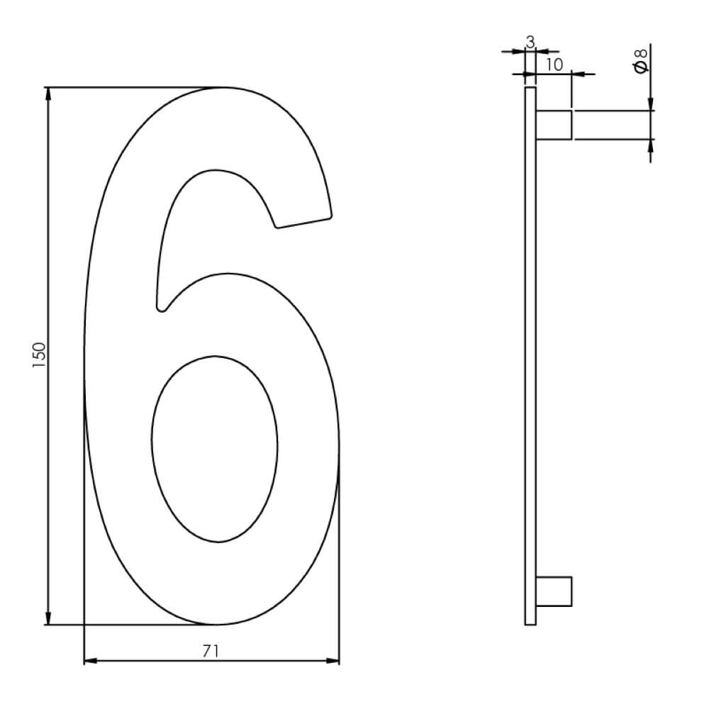 Huisnummer 6 Numbra 15cm RVS Intersteel 8714186058343