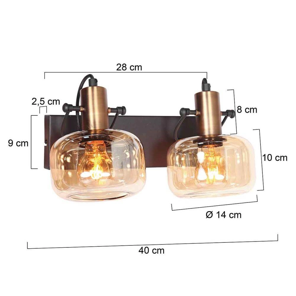 Dubbele wandlamp Glaslic amber glas Steinhauer 8712746174052