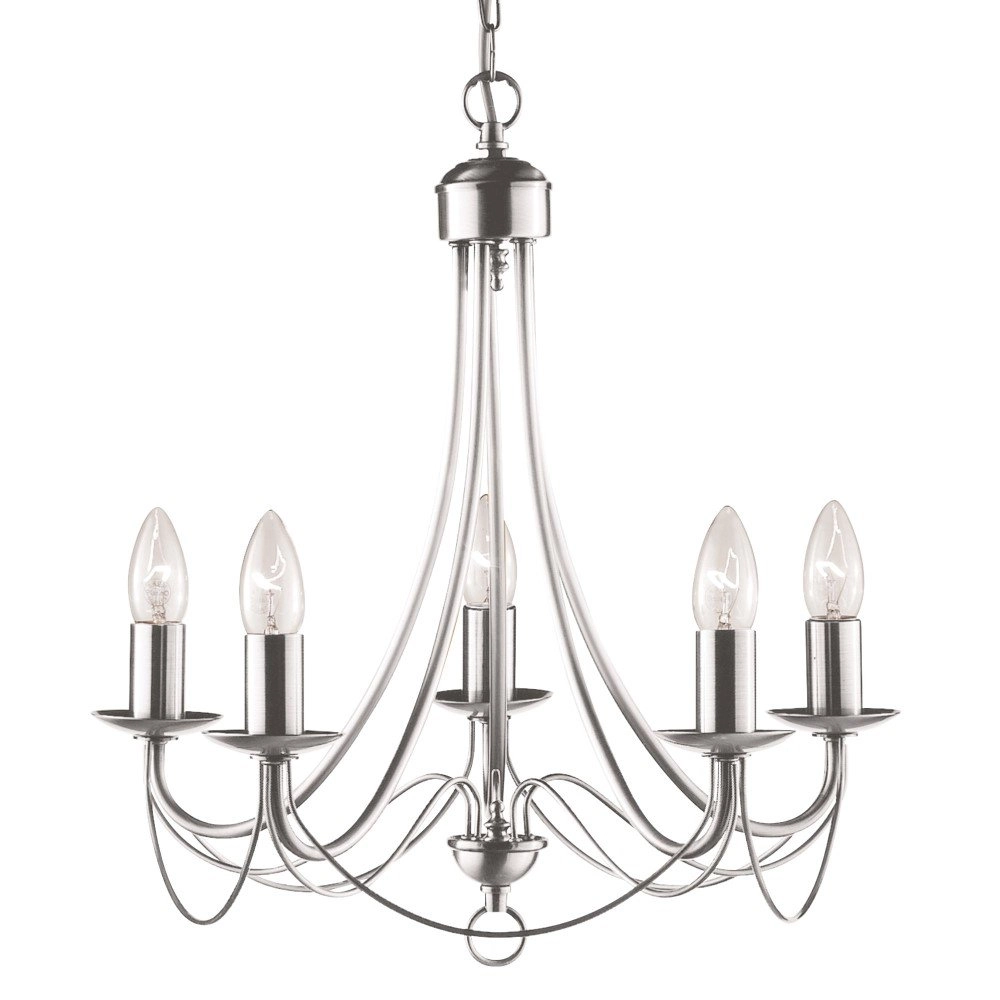 Kroonluchter Maypole 46cm 5-lichts mat zilver