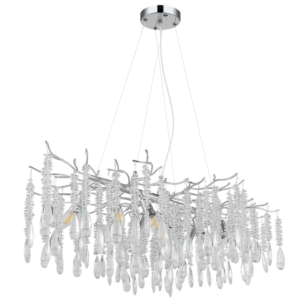 Hanglamp Kinga zilvergrijs 100cm Globo 9007371567003
