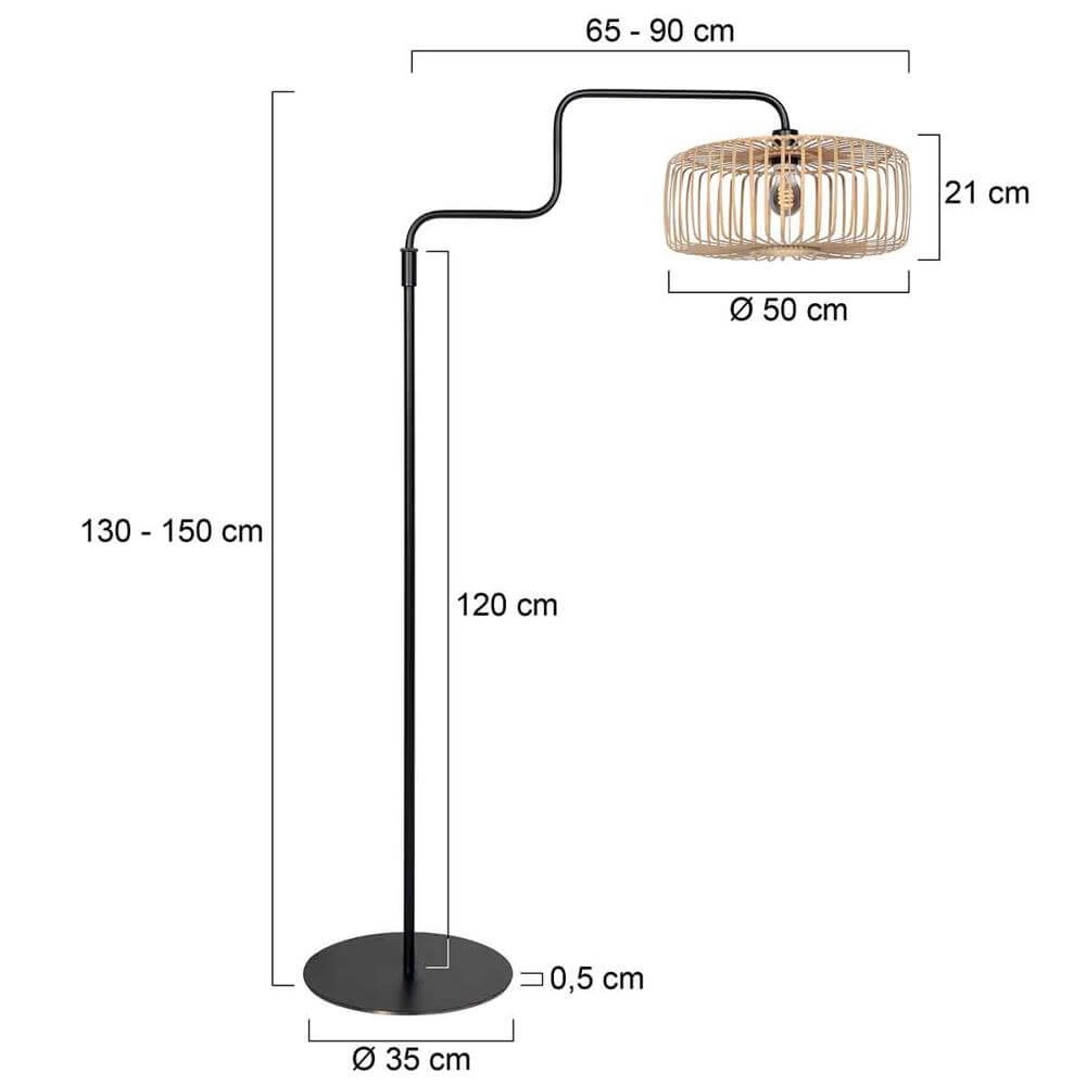 Vloerlamp Bloeba zwart met bamboe Steinhauer 8712746176919