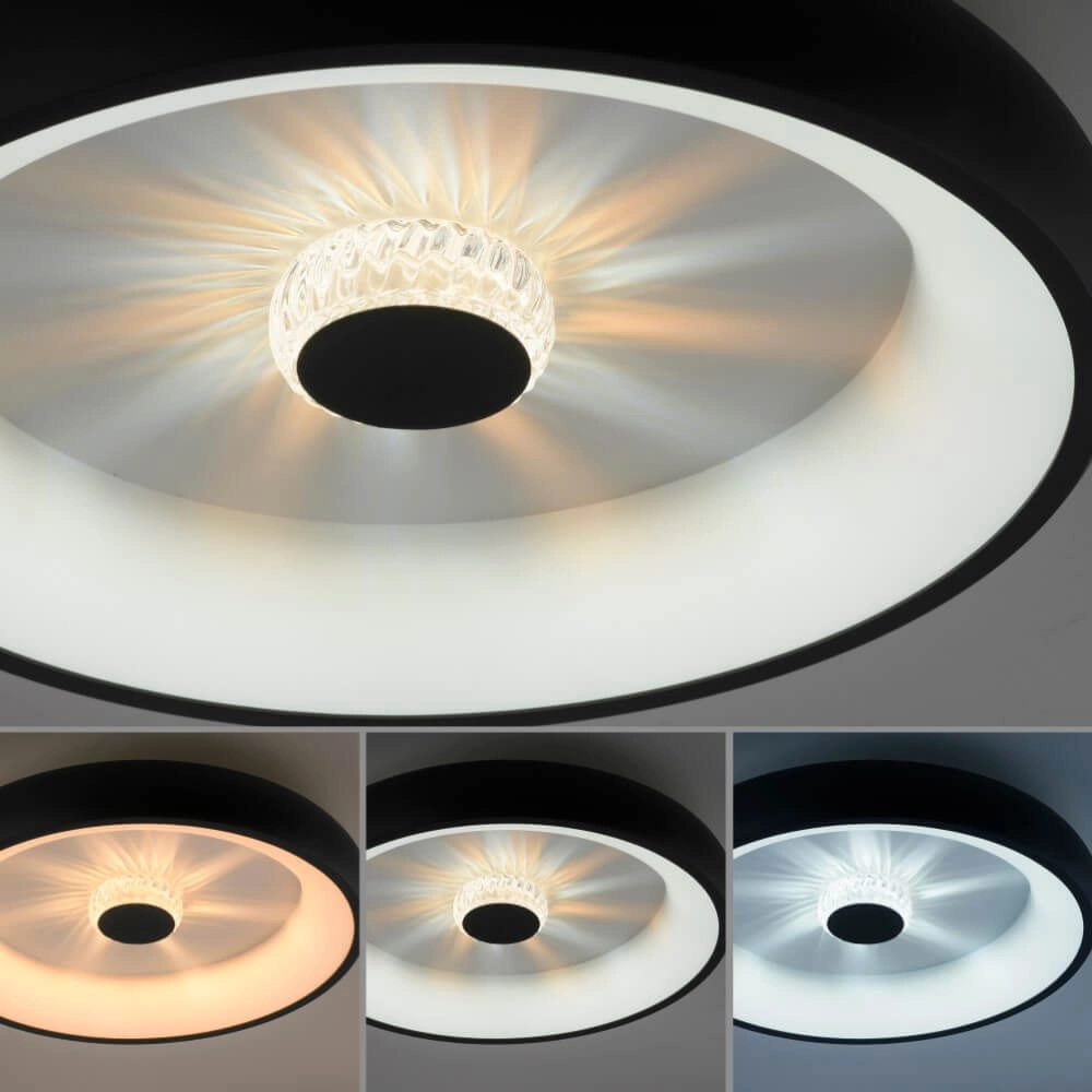 Ronde plafondlamp Vertigo zwart Ø 46,5cm Just Light 4043689994723