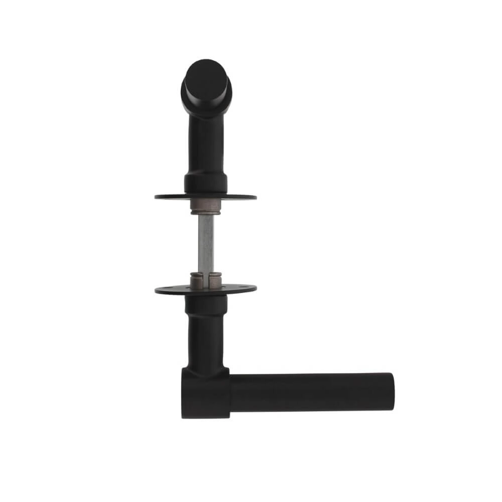 Deurklink L/T Krucko met plat rozet 2mm zwart Intersteel 8714186458211