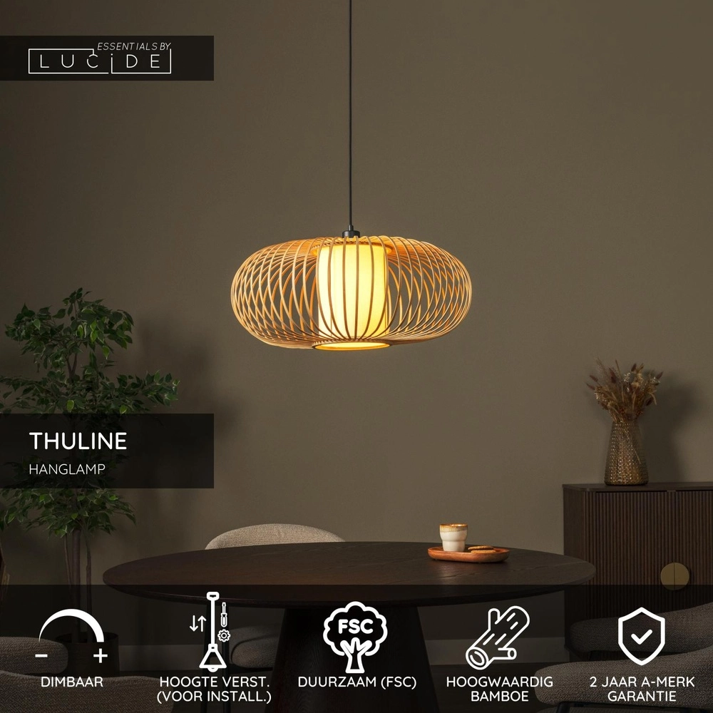 Hanglamp Thuline Ø 60cm houtlook Lucide 5411212051783