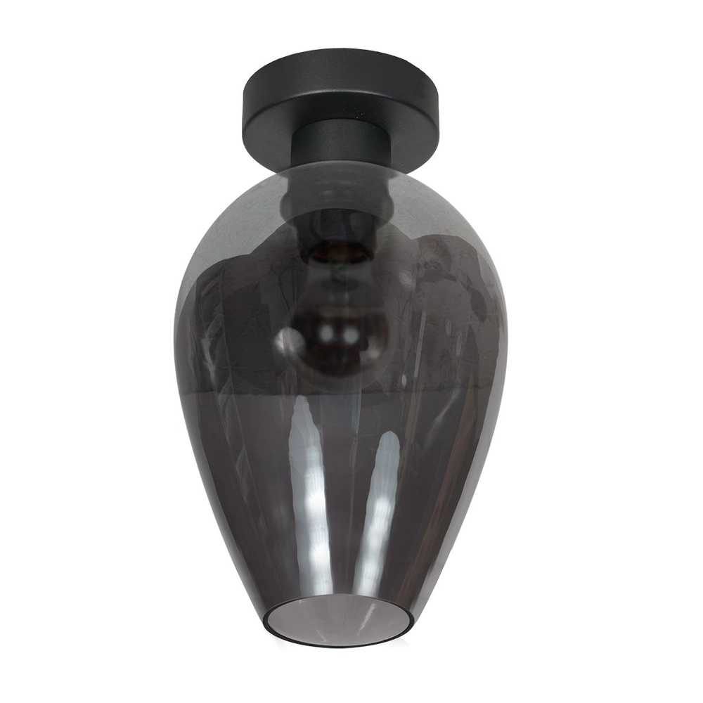 Plafondlamp Bloeba smoke glas Ø 22,5cm