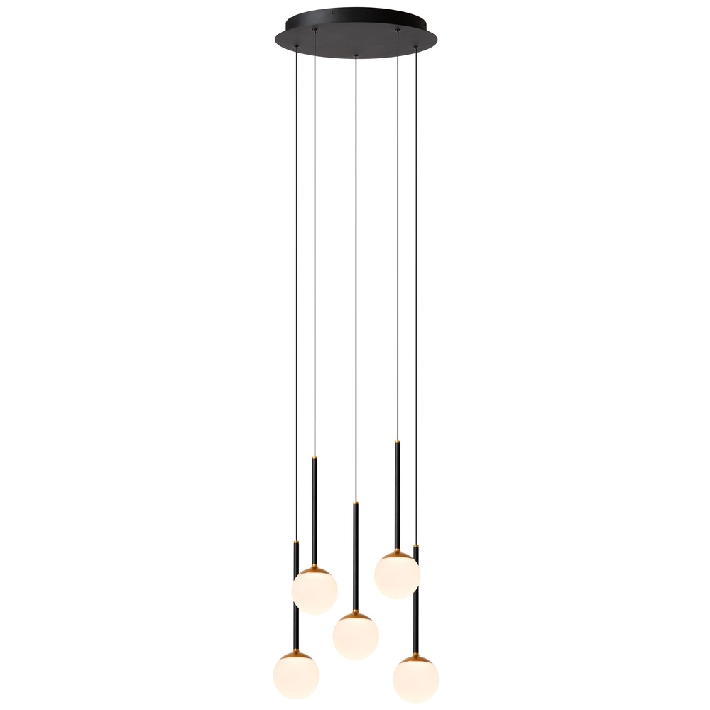 Vide hanglamp Calina 5-lichts met witte bollen