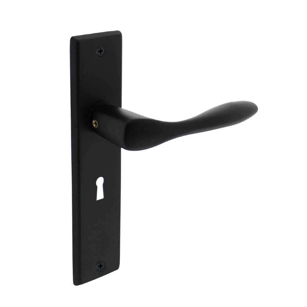 Deurklink Banaan sleutelgat 56mm zwart