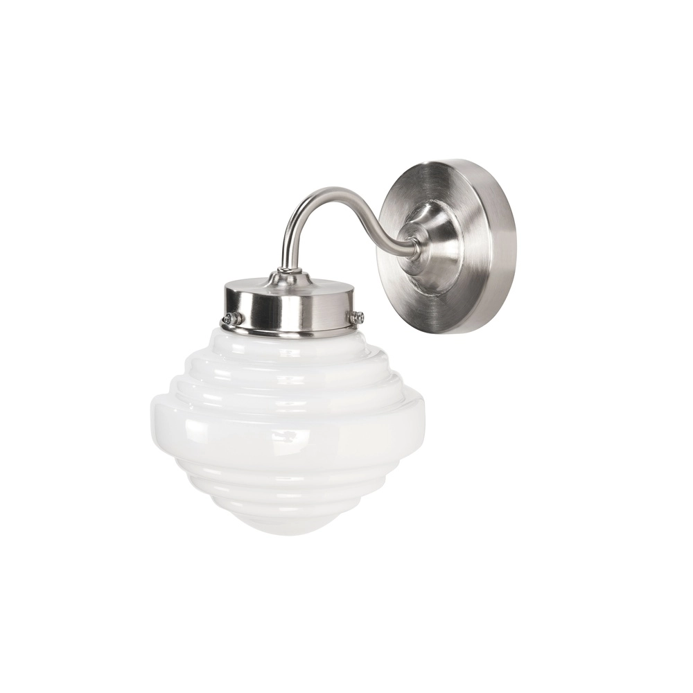 Nikkel wandlamp York met wit glas Ø 15cm