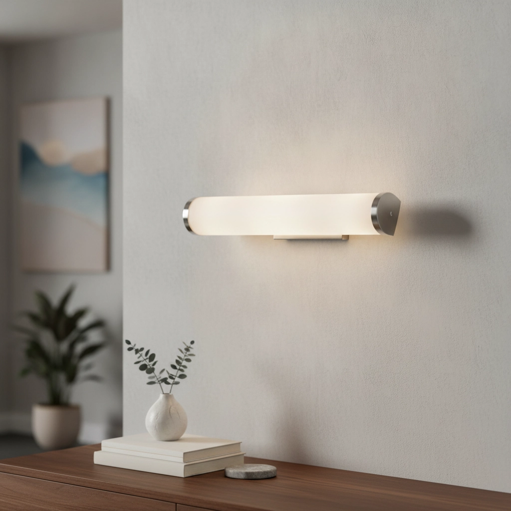 Wandlamp Polo nikkel met wit 50cm