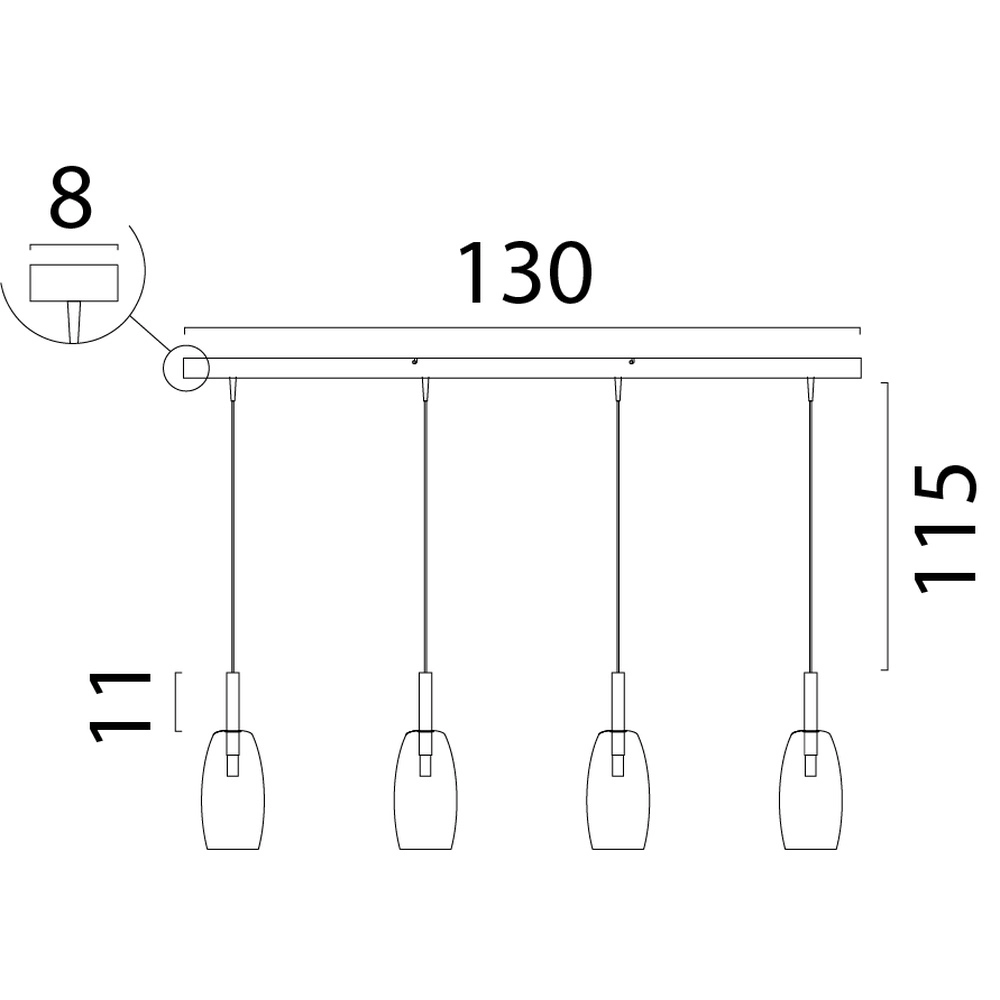 4L hanglamp Ø11,5cm Lido Olive met gold-fading glas Masterlight 8718121324920
