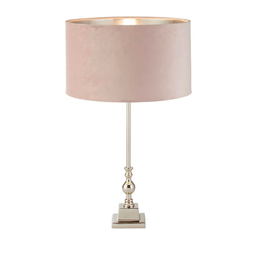 Tafellamp chroom Whitby met roze kap Searchlight 5053423257655