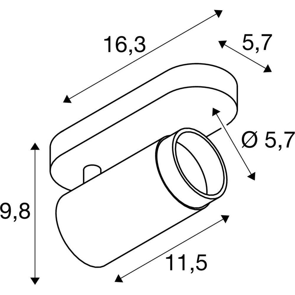 Opbouwspot Grip! L zwart met gouden ring SLV 4024163304436