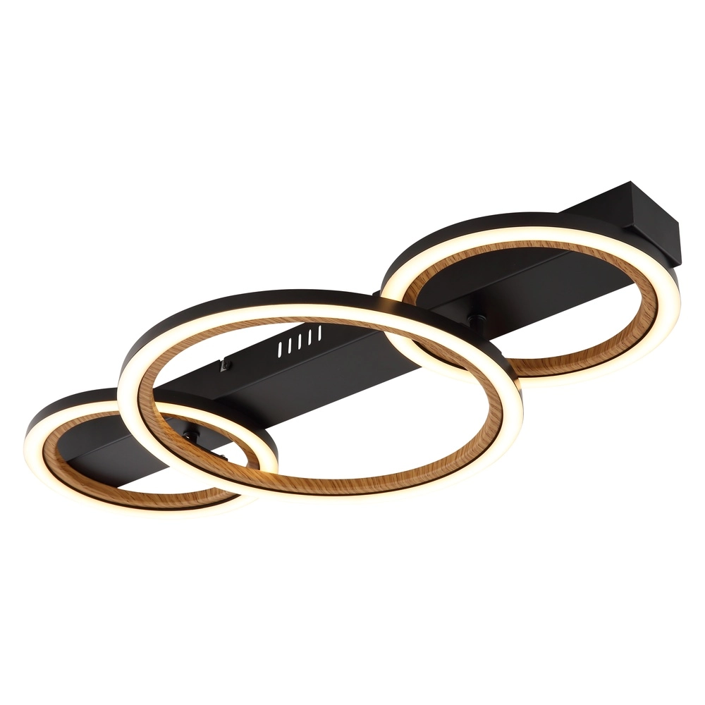 Plafondlamp Dakari I 3 ringen zwart