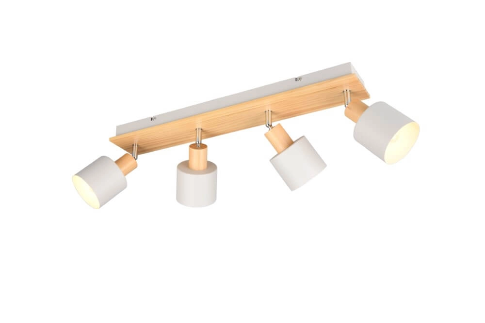 4-lichts plafondlamp Shanti met houtlook