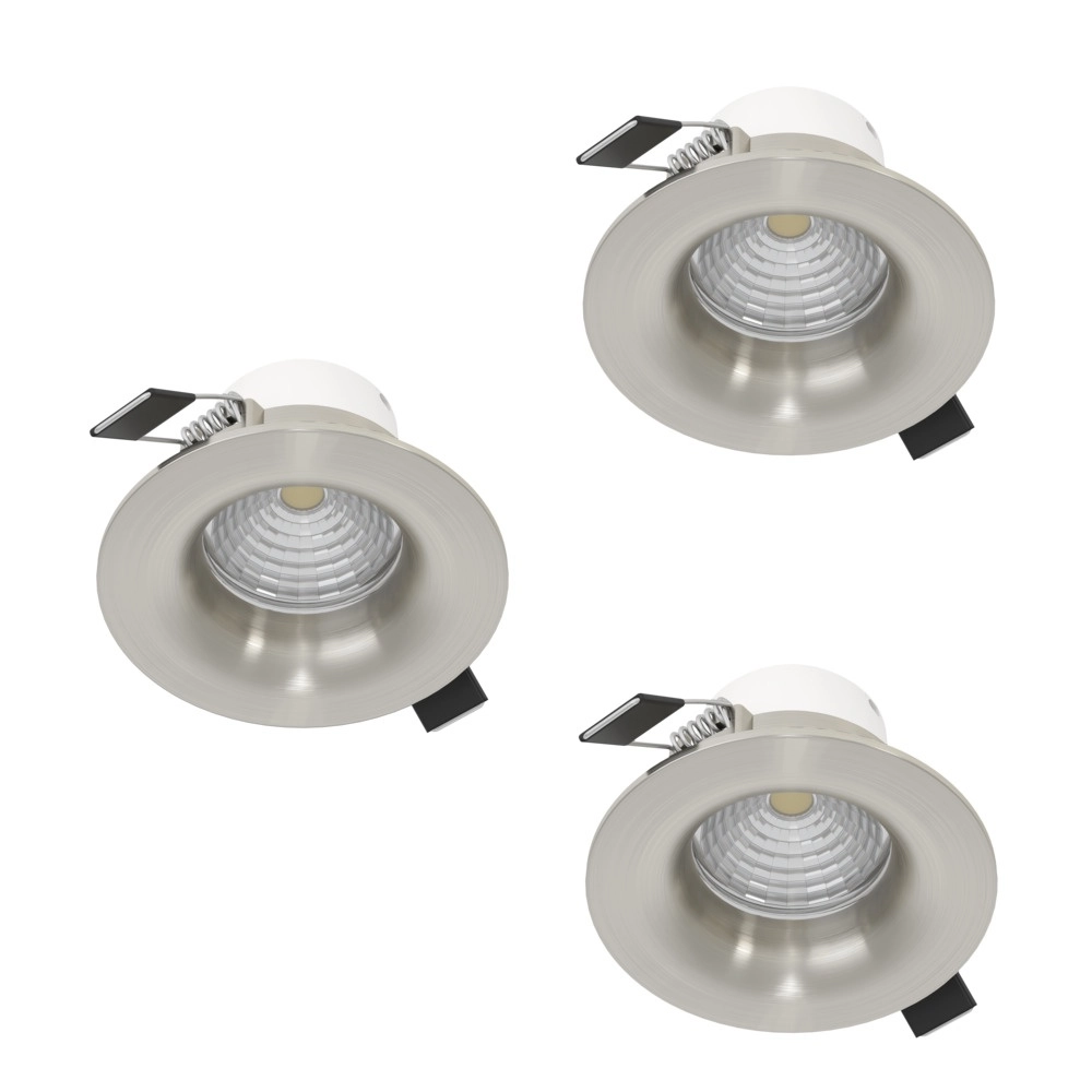 Set van 3 inbouwspots Saliceto nikkel Ø 8,8cm - 4,8W