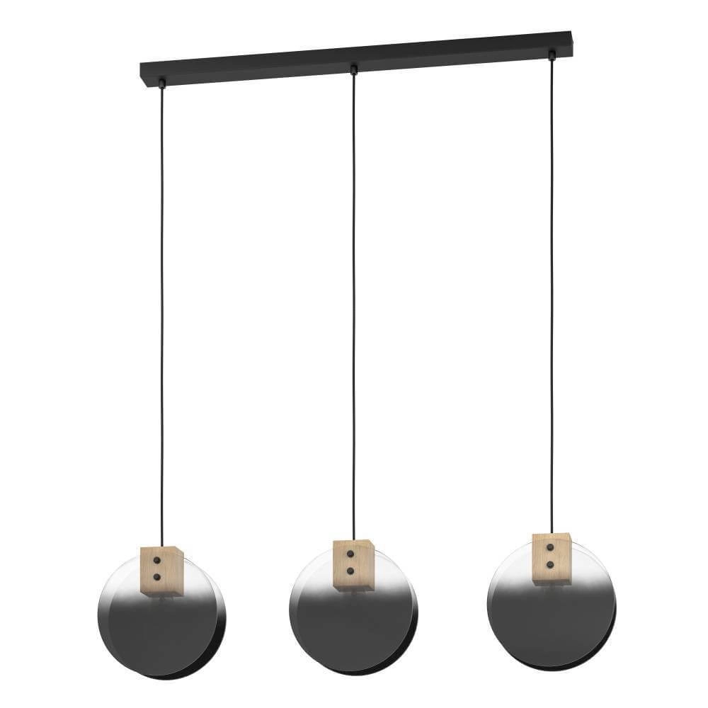 3-lichts hanglamp Millena hout met zwart Stars of Light 9008606239443