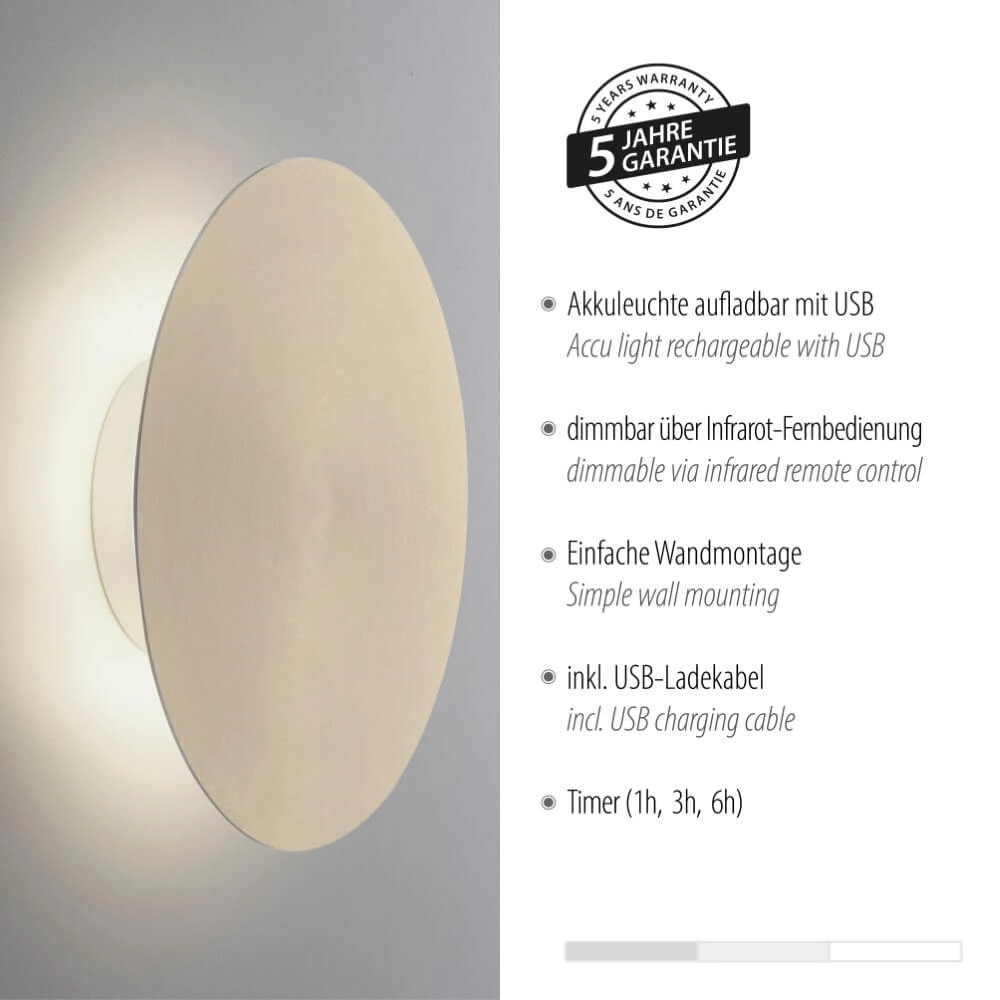 Design wandlamp Akku Puntua Ø 25cm messing Paul Neuhaus 4012248372524