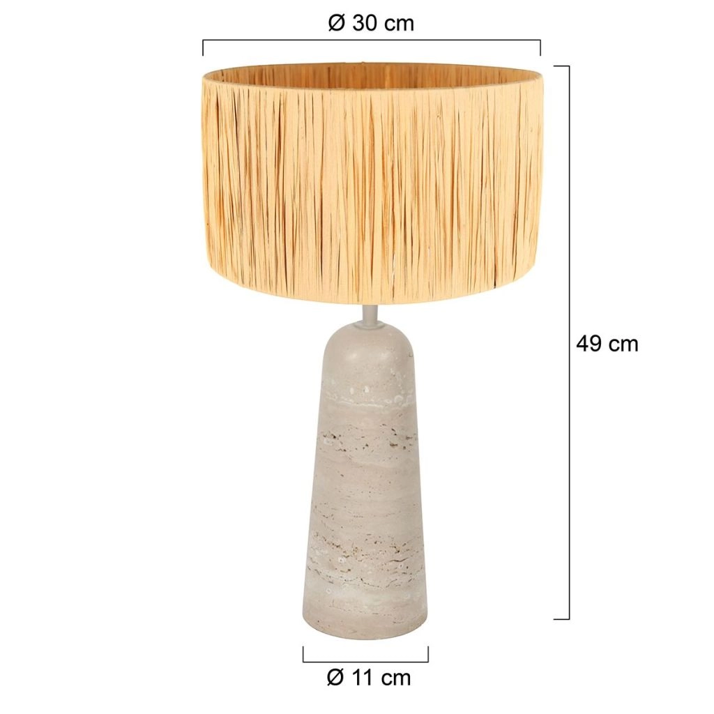Stenen tafellamp Travino met stro kap Ø30cm Steinhauer 8712746183450
