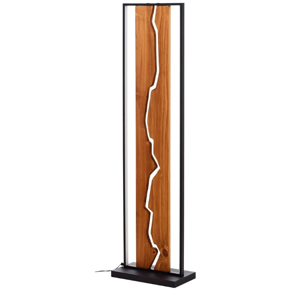 Design vloerlamp Thunder zwart met hout Brilliant 4004353435249
