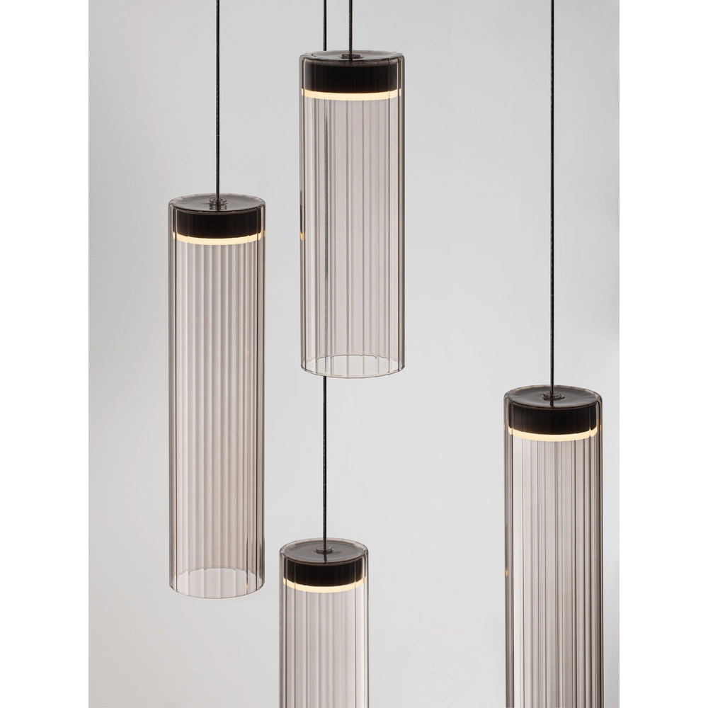 Design hanglamp Brielle antraciet met mokka glas 5-lichts Lyora 5212017495426