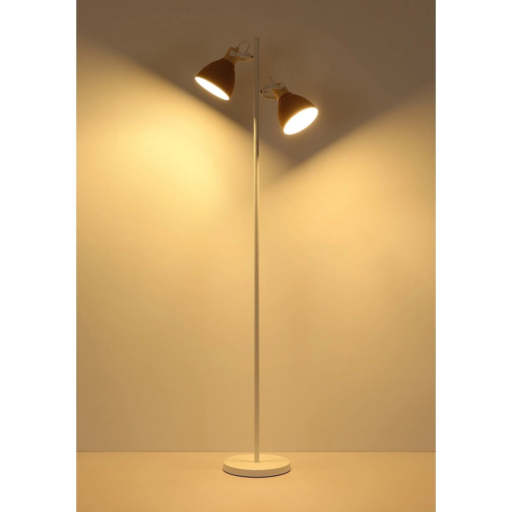 Vloerlamp Lyndon wit met rotan Globo 9007371580903