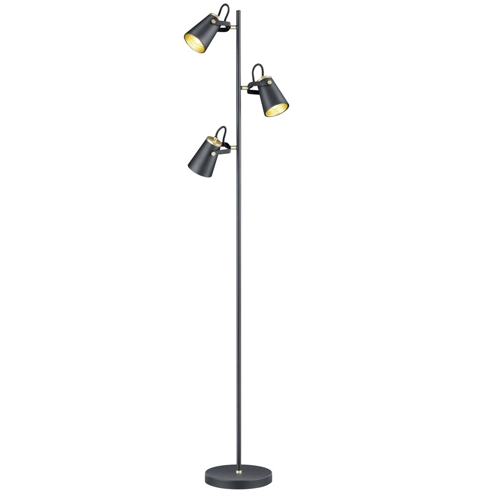 Leeslamp Edward 3-lichts zwart met goud