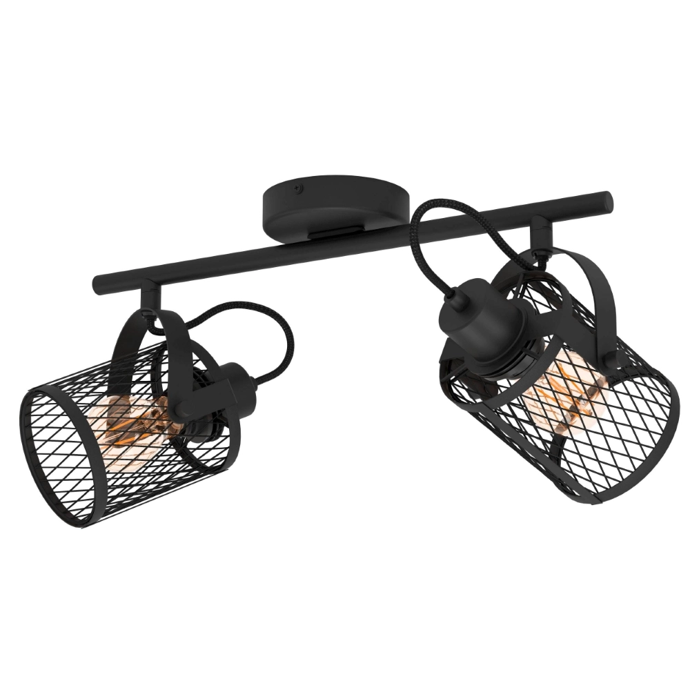 Plafondlamp Dellow 1 zwart 2-lichtst