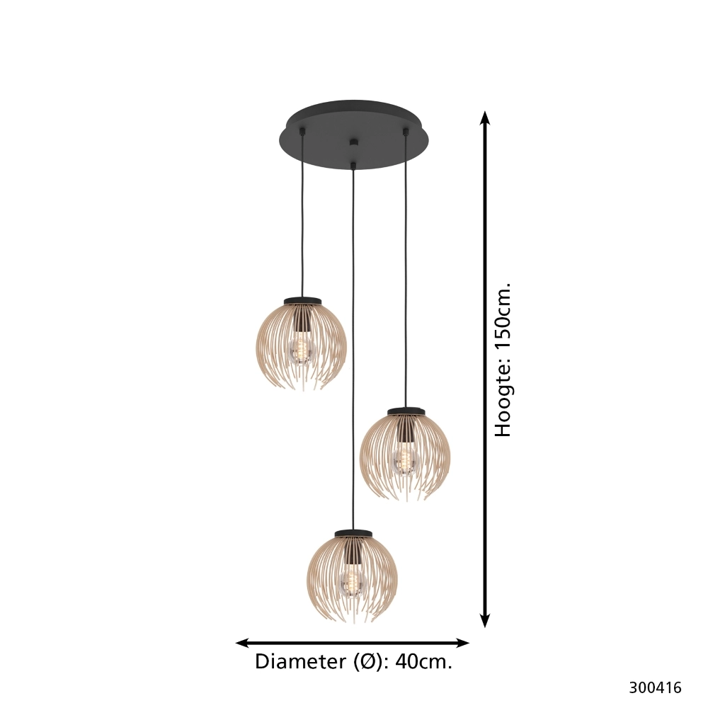 Design hanglamp Alhabia 3-lichts Ø 49,5 zand bruin Stars of Light 9008606353125