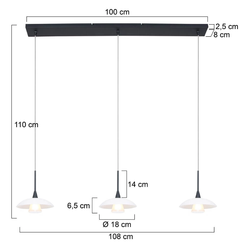 3-lichts hanglamp Tallerken Steinhauer 8712746133554