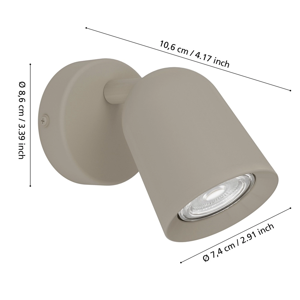 Zandbruine muurspot Camaldoli GU10 - richtbaar Eglo 9008606363155