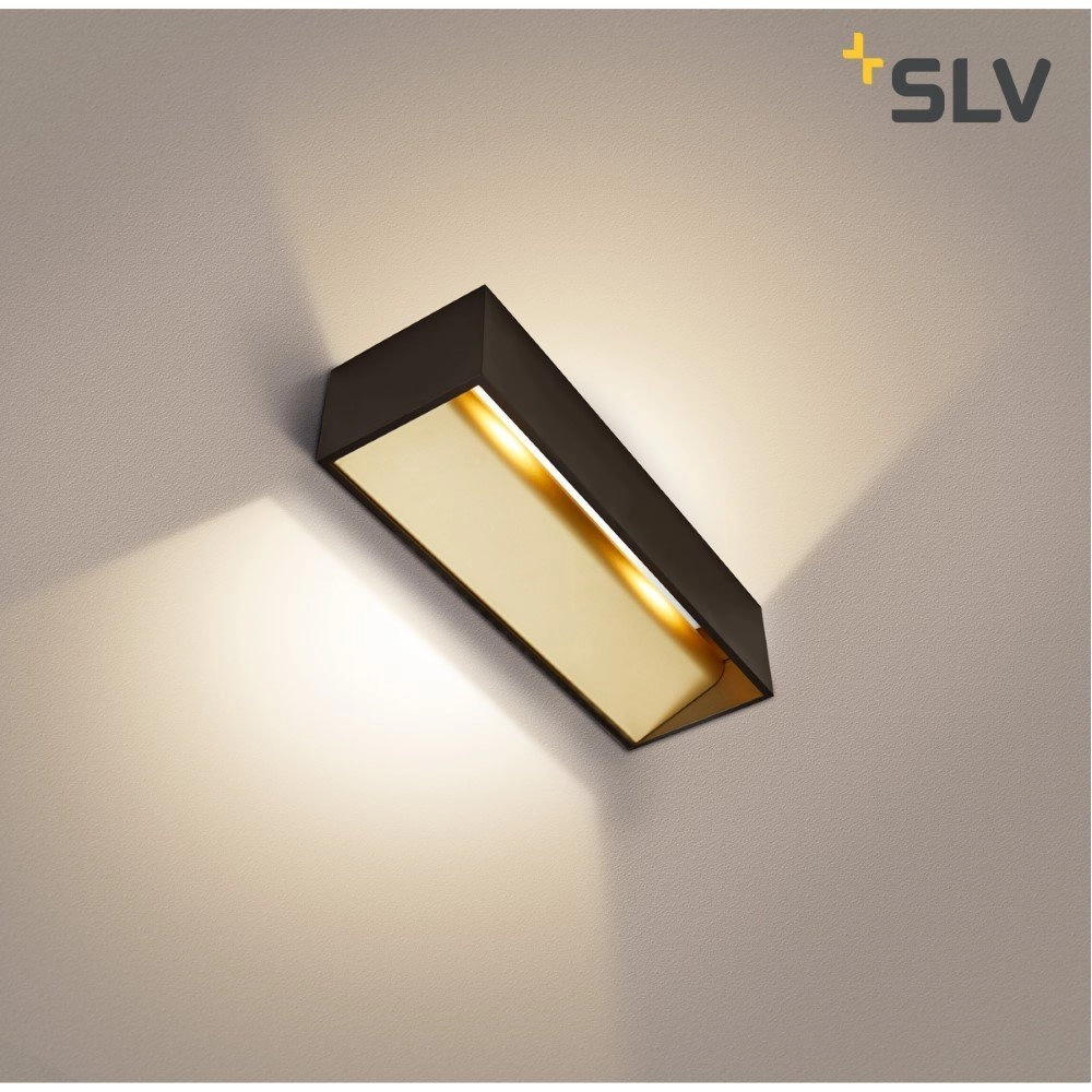 Led wandspot Logs In L 19w - 2000-3000K - 30cm zwart met goud SLV 4024163231220
