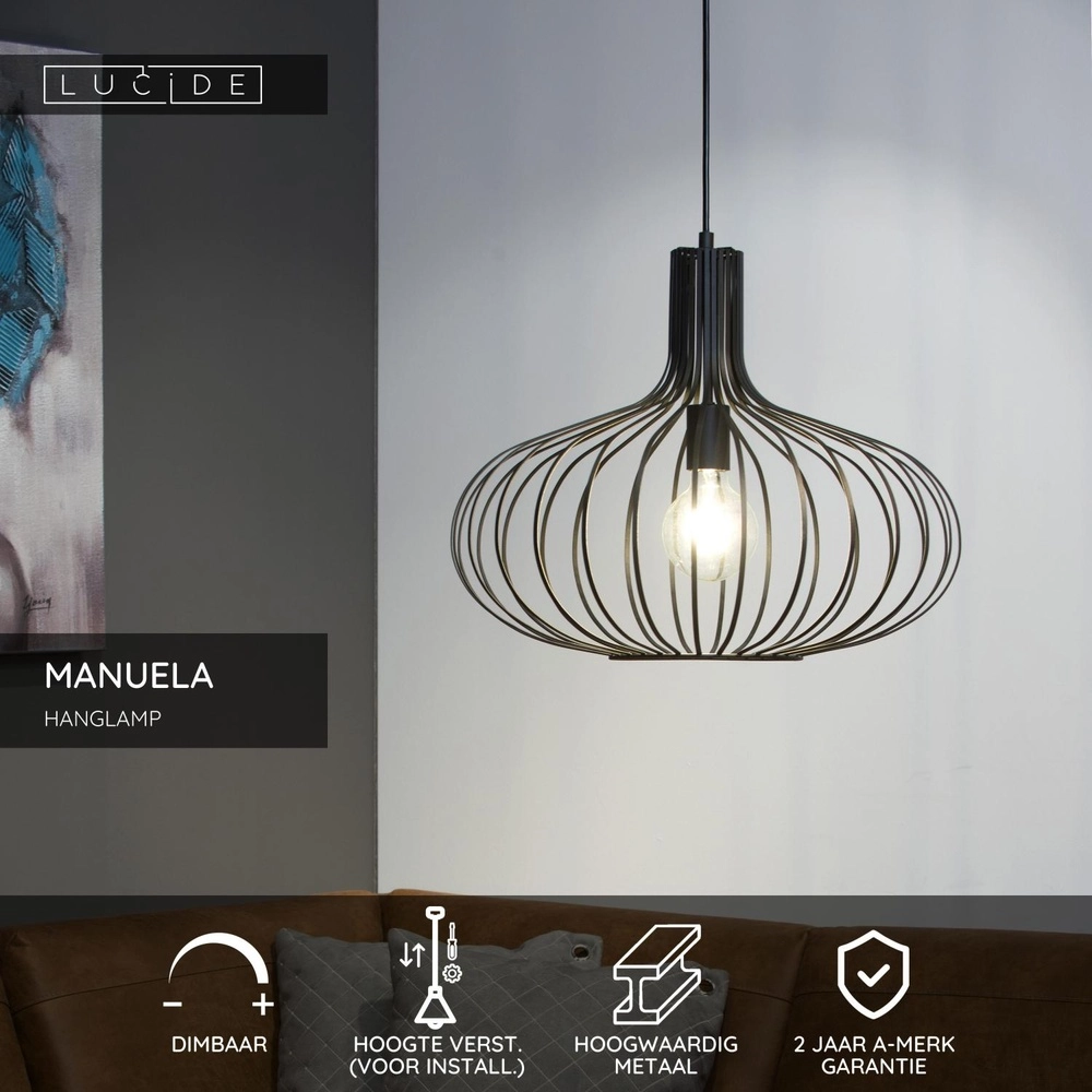 Hanglamp Manuela Ø 50cm zwart Lucide 5411212782045