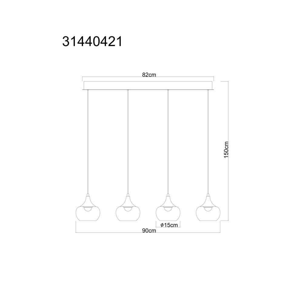 Design hanglamp Lui 4-lichts nikkel Globo 9007371592593
