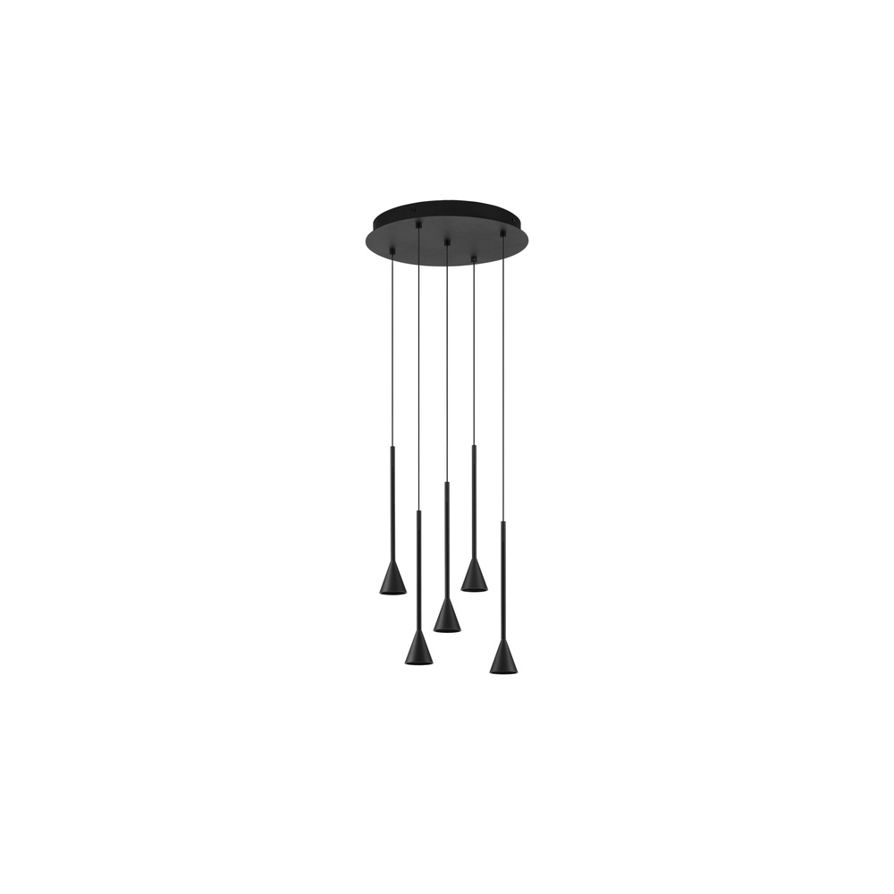 Hanglamp Net rond 5-lichts zwart Lyora 5212017445322