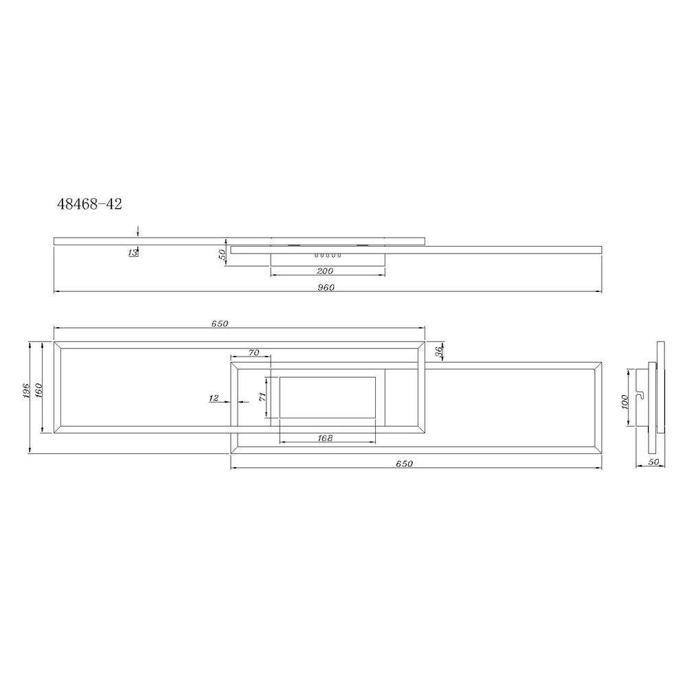 Moderne plafondlamp Saunders zwart rechthoek Globo 9007371478354