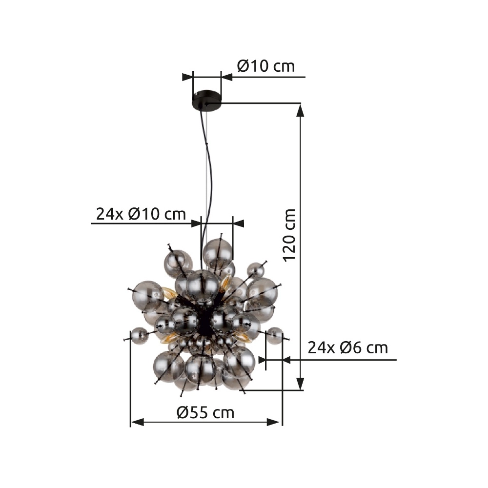 Unieke hanglamp Udo smoke glas Ø 55cm Globo 9007371452637